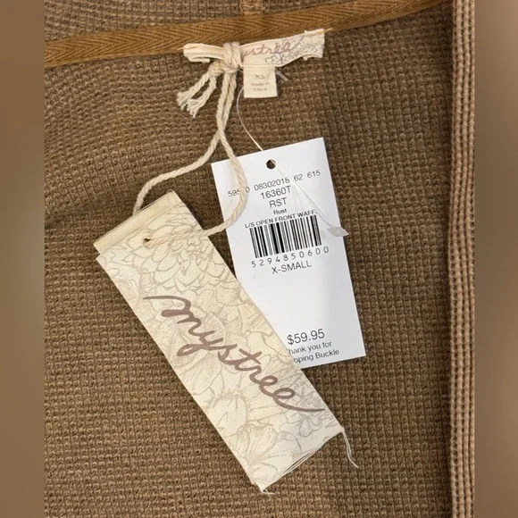 NEW Buckle BKE XS Brown Hoodie Duster Cardigan Sweater Mystree NWT Hooded Top - Picture 7 of 9